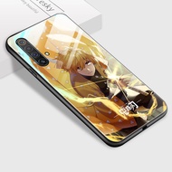 Jizetin เคสโทรศัพท์สำหรับ Realme X3 Super Zoom Case Realme X50 X50 Pro 5G Casing กันกระแทก Anime Demon Slayer เคสโทรศัพท์ Kimetsu ไม่มี Yaiba Tanjirou Nezuko Glossy กระจกเทมเปอร์ปลอก