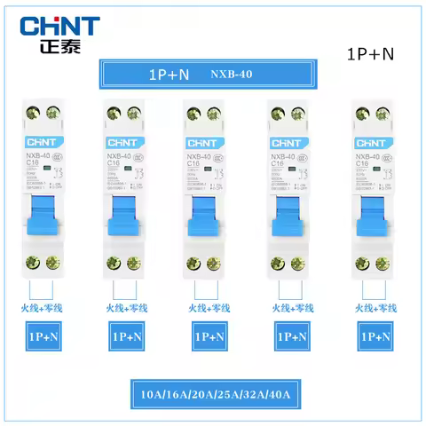 CHINT Mini Circuit Breaker 1P+N 6A/10A/16A/20A/25A/32A/40A MCB DPN Houlsehold Breaker DZ47 with Indi