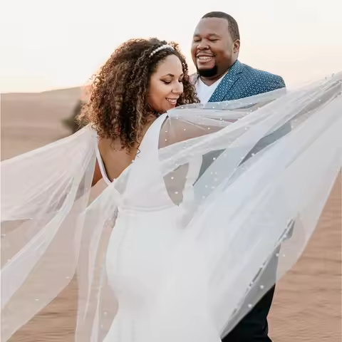 Bridal Wings Veil Pearls Beaded Wedding Veil Removable Sleeve Bride Shoulders Cover Shawl Bride Acce