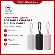 iWALK PowerMini 10000mAh Ultra-Compact Powerbank with Built-in Type-C Cable – 22.5W Fast Charging (U