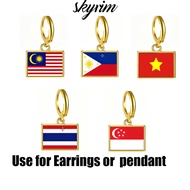 SKYRIM 1pc Country Malaysia Philippines Singapore Custom Flag 10*6.6mm Charms Earrings Stainless Ste