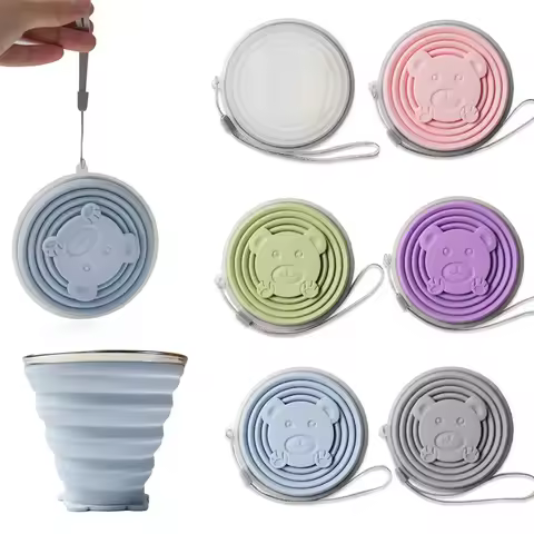 270ml Folding Food Grade Water Cup Travel Silicone Retractable Folding Water Cup Coloured Portable O