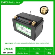 Bình Acquy ZMax Pin Lithium LifePO4 12V 12Ah ZMBAL12V12-YT7 Dùng Cho Xe Máy