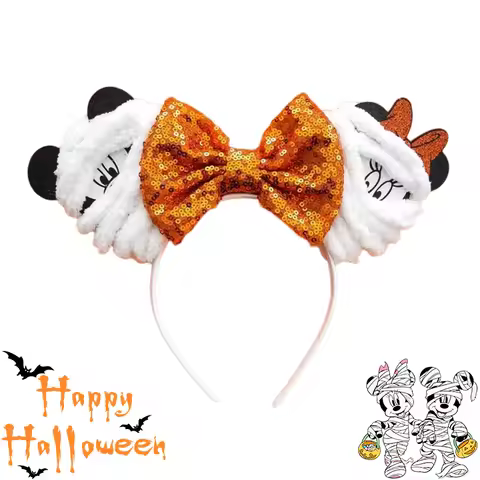 Disney Mummy Mickey Ears Hair Bands for Girls Halloween Headbands Kids Bandage Minnie Mouse Hair Acc