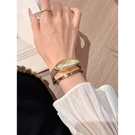 Brand Authentic Women's Watch  Retro Roman Diamond Creative Ellipse Set Dial Belt Quartz Women's Wat