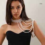 [FDX] Fashionable Classy Multi-Layer Imitation Pearl Flow Shoulder Chain Dress Matching Clothing Bod