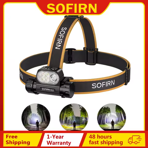 SOFIRN HS22 2500lm Headlamp Stepless Color Temperature Adjustment SFT25R LED 6000K Flashlight With 2