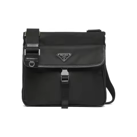 PRADA Re Nylon Saffiano Leather Recycled Nylon Shoulder Bag Men's Black 2VH119-2DMH-F0002-V-OOO