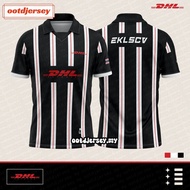 DHL Stripe Polo Shirt for Men Baju Berkolar Lengan Pendek Hitam Plus Size Retro Collar Jersey Custom