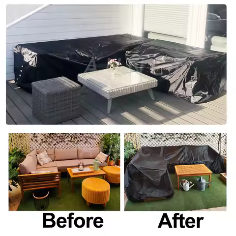 16 sizes Outdoor Corner Sofa Cover V Shape L Shape Garden Rattan Corner Furniture Cover Waterproof S
