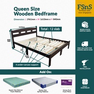 Wooden Bedframe Set With  Queen Size Mattress