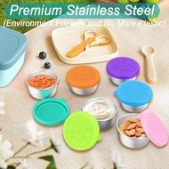 [6 Pack] Salad Dressing To Go Containers,1.6 oz Small Stainless Steel Sauce Cups With Leakproof Sili