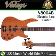 Vintage V8004B 4 String Eastern Poplar Body Bolt On Electric Bass Guitar Bubinga (V800 4B)