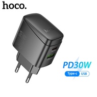 HOCO CS61A GaN PD30W USB-C /USB-A 2 Ports Adapter Charger QC3.0 Fast Charger EU Plug Charger For Pho