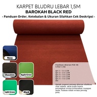 BAROKAH Velvet Carpet Meter 1m x 1.5m Velvet Exhibition Carpet - BLACK RED