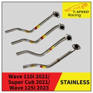 Exhaust Pipe Honda Wave 125i Year 2023-2024 LED Stainless Steel 304 Size 22/ 25/ 25-28/ 28 m.m.