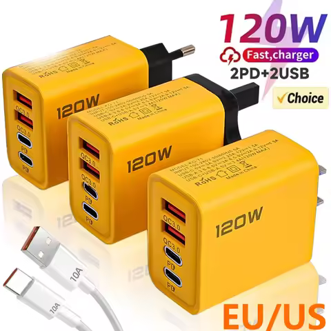 120W Charger Type-C PD Fast Charging Charger EU/US Plug 3.0 USB Adapter For iPhone Samsung Xiaomi PD