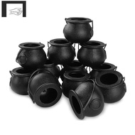 12Pcs Mini Black Cauldron with Handle Halloween Mini Witch Cauldron Halloween Pot Candy Holder for H
