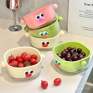 Taiwan Shipping Dopamine Drain Basket Double Vegetable Fruit Basin Wash Rotating Layer