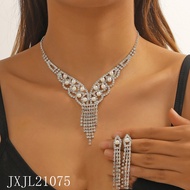 ต่างหูสร้อยคอเพชรเต็มรูปแบบชุดสร้อยคอมุกสร้อยคอพร้อมของขวัญต่างหูสำหรับผู้หญิง และเพื่อนเจ้าสาว 5LA-