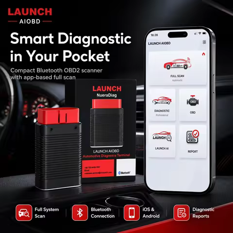 2026 LAUNCH AIOBD Bluetooth OBD2 Scanner Car Diagnostic Tool, Wireless Auto Code Reader with Full Sy