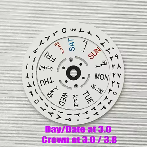 White Date Week Wheel NH35 NH36 Movement Arabic Movement Dial Fits NH35 NH36 Automatic Movement Crow