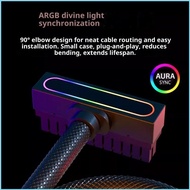 RUN 90 Degree Angled Power Extension Cable 24PIN PC Extension Cable Connection ARGB Synchronization 