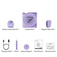 7RYMS WA2 Mini Portable Voice Amplifier with 2.4G Wireless Lavalier Microphone Megaphone Booster Tea