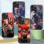 demon slayer Akaza 03 Glass Phone Case For Iphone 11 12 Mini 13 14 Plus 15 16 Pro Max Cover