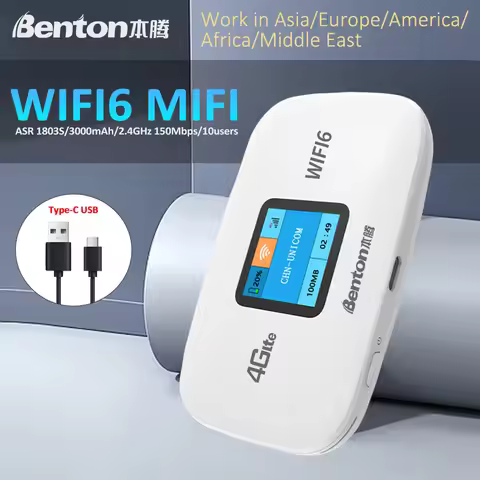 Benton Unlocked MiFi WiFi6 Portable WiFi USB 4G Router for 3G 4G 5G SIM Cards 2.4GHz 150Mbps 4G LTE 