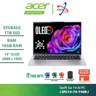 ACER SWIFT 14 GO AI PC SFG14-74-74UR 14" OLED LAPTOP (CU7-255H 16GD4 1TBSSD / 14" OLED / WIN11H /OFF