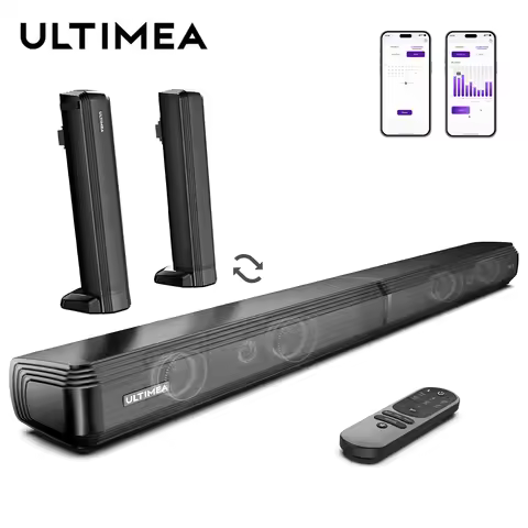 ULTIMEA 100W 2.2ch TV Sound Bar, 2-in-1 Detachable Bluetooth Soundbar for TV, Bass Adjustable, 3 EQ