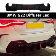BMW 4 Series G22 M Sport Diffuser Led 420i 430i 440i Rear Bumper Lip Bodykit Coupe