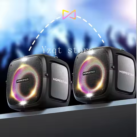 HOPESTAR Partyone High Power Speaker Dual Microphone with Stand Heavy Subwoofer Outdoor Audio