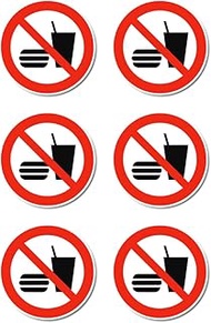 Food and Drink Prohibited Sign: P022 DIN EN ISO 7010 / ASR A1.3 Sticker Diameter 5 cm Pack of 6