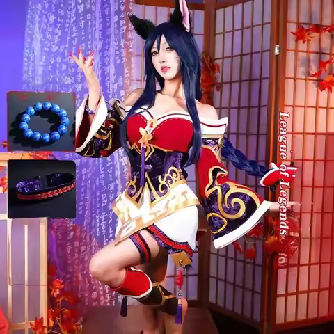 Game LOL Nine-Tailed Fox Ahri Cosplay Costume Roleplay Uniforms Clothing Accessories Women Outfits A