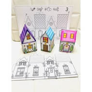 3D coloring house DIY craft (house 1-5)