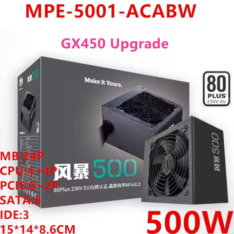 New Original PSU For Cooler Master Storm 500 RTX2060 1660 Mute Power Supply 500W Power Supply MPE-50