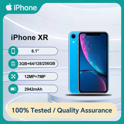 Unlocked Original Apple iPhone XR: 64/128/256GB ROM, 3GB RAM, iOS, A12 Bionic Hexa-Core, 6.1'' Displ