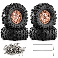 4pcs 70mm 1.3" Metal Beadlock Wheel Rim & 7mm Hex Rubber Mud Tyre for 1/18 TRX4M 1/24 Axial SCX24 AX