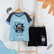 Bobobear Setelan Piyama Celana Pendek Anak Laki I Woke Up Like This