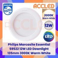 PHILIPS 59522 Marcasite Essential 12W LED Downlight / 3000K Warm White / 135mm / 5" / Round