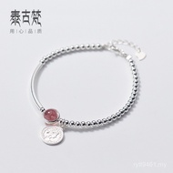 Crystal Bead Female Strawberry Queen diy Silver Handmade Bracelet Brand Jewelry Round c0217s925 Whol
