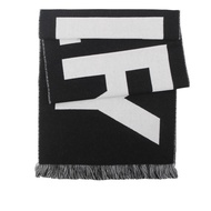 BURBERRY Logo 徽標羊毛圍巾(黑色/白色)