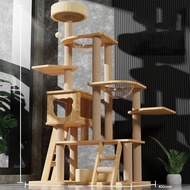 Premium Large Wooden Cat Tree: Condo Scratcher Tower Hammock - Ultimate Climbing Haven for Your Feli