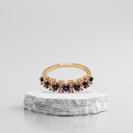 Cincin 7 Mata Biru Fashion Lapis Emas