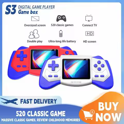 S3 New Retro Portable Mini Handheld Video Game Console 4.0 Inch Color Screen Game Player Built in 52