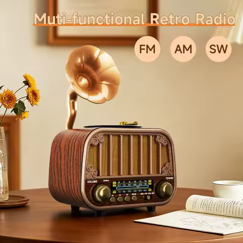Multi-band Vintage Radio, Portable FM AM SW Radio, Wireless Music Streaming & TF Card Play, Retro St