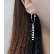 Satisfaction chain drop earrings 925. silver / korea korean fashion accessories jewelry item 925 sil