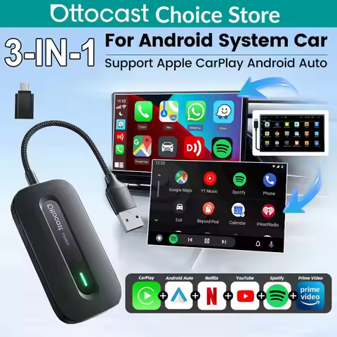 Ottocast Play2Video Ultra Mini Dot WiFi6 AI Box Carplay Adapter Android Auto Media Player YouTube Ne